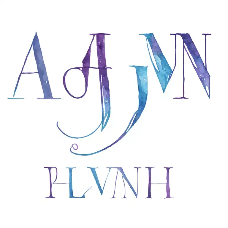 using the letters A, J and N in a monogram style for mother and her 2 daughters incorporating some blue and purple tattoo design idea