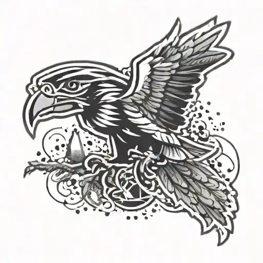An Atlanta Falcons logo incorporating elements of the outdoors and nature tattoo design idea