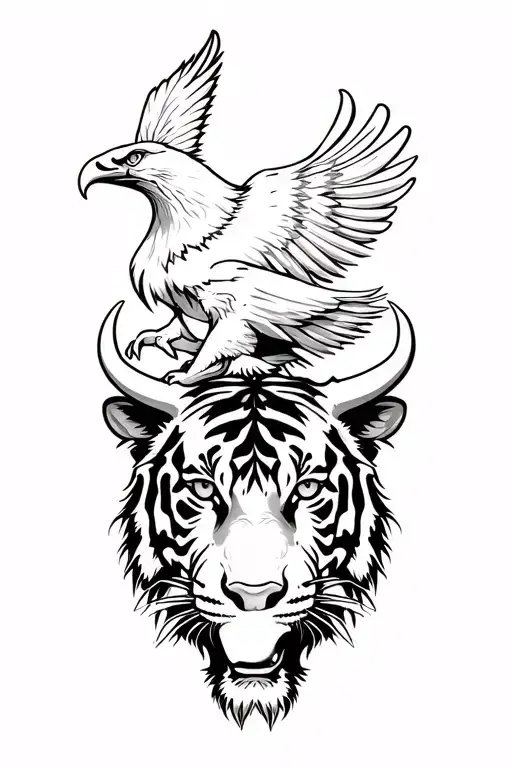 Tiger tattoo, an eagle and a bull tattoo design idea
