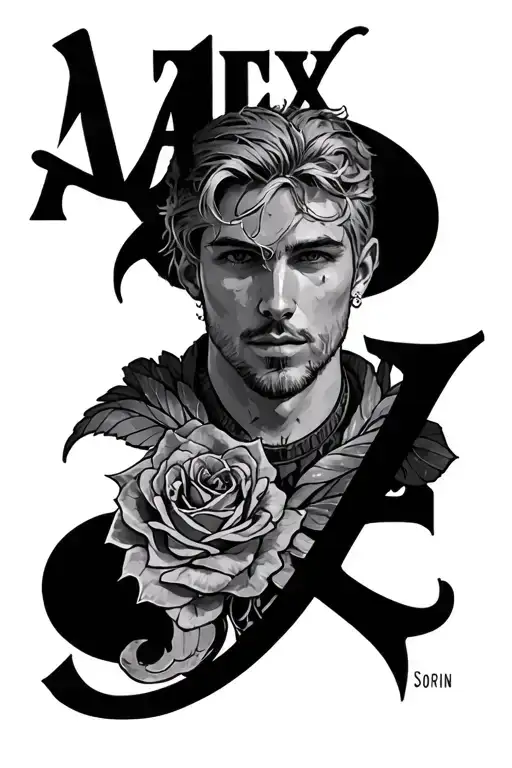 Alex and Sorin name incorporated tattoo design idea