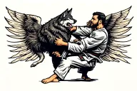 wolf brazilian jiu jitsu fighter grappling tattoo design idea