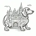 disney castle dachshund tattoo design idea