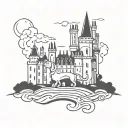 disney castle dachshund tattoo design idea