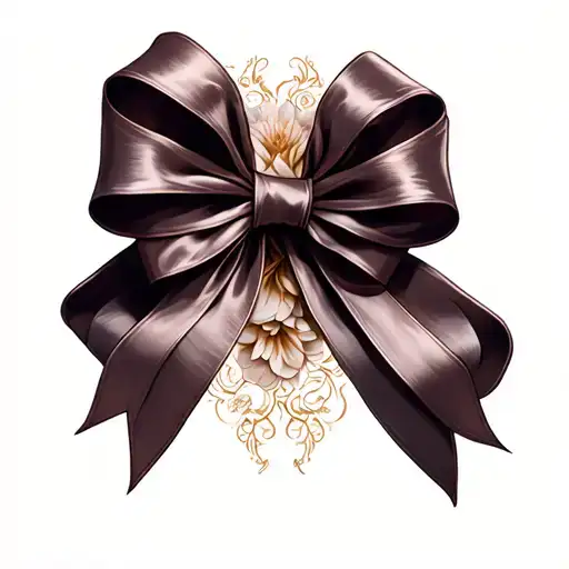silk bow tattoo design idea