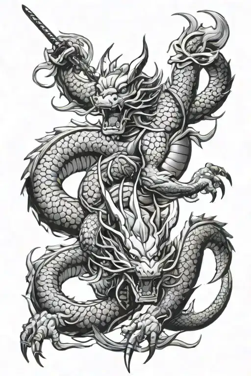 Samurai Dragons tattoo design idea