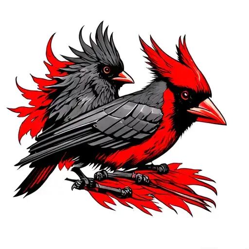 black knight chess piece red cardinal tattoo design idea