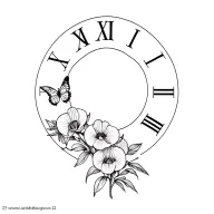 generate a tattoo for the shoulder with orchids, butterlies, and Gladiolus and Poppies with roman numerals for Aug 27 sl tattoo design idea