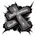 cross with the words "God Is Gracious" tattoo design idea