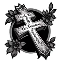 cross with the words "God Is Gracious" tattoo design idea