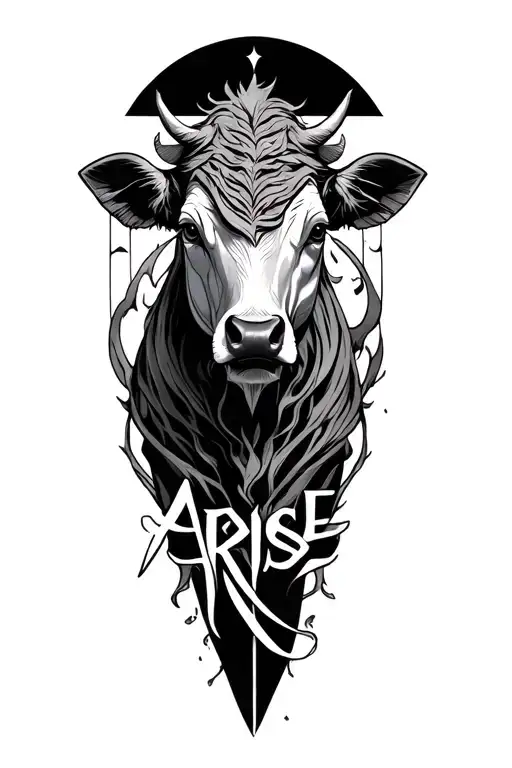 Igris, Beru and Bellion from Solo leveling calf tattoo with word Arise tattoo design idea