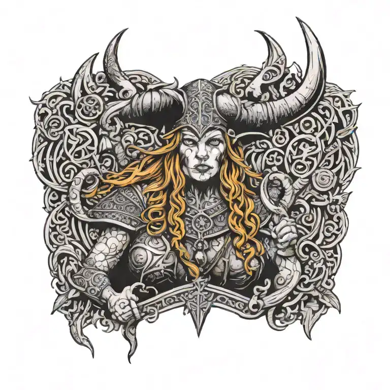 viking witch evil tattoo design idea