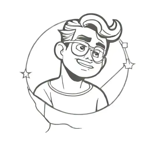 kawaii cute 1950s male character tattoo design idea