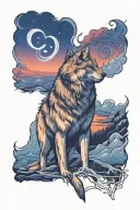 wolf howling tattoo design idea