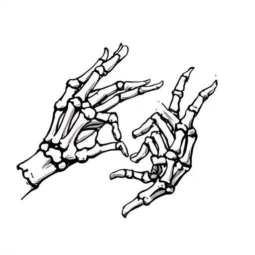 two skeletal hands pinky promise  tattoo design idea