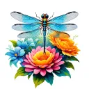 purplulish blue dragonfly with the name Eileen spelled out inthe body.  tattoo design idea