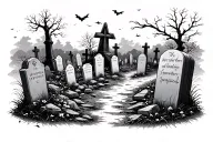 graveyard scene tattoo design idea