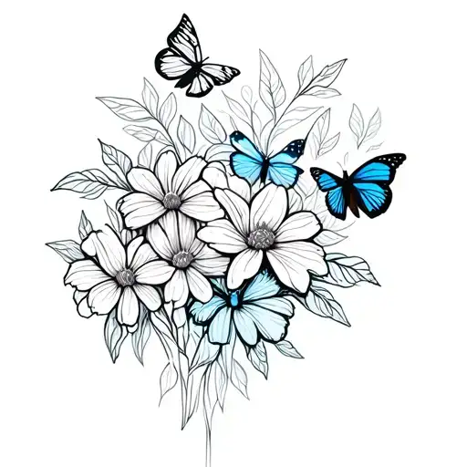 wallflowers with butterflies intertwined tattoo design idea