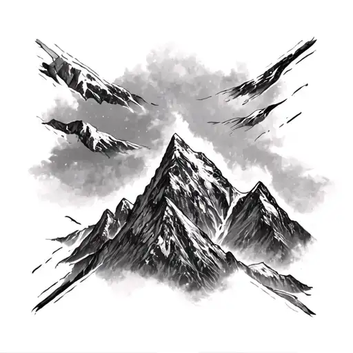 3 cross mountain peak tattoo design idea