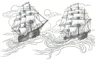 vintage style ship i the storm tattoo design idea