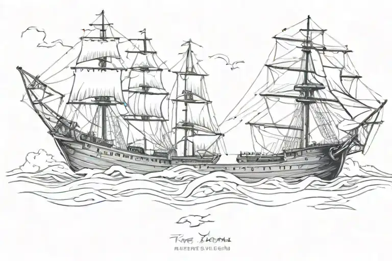 vintage style ship i the storm tattoo design idea