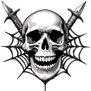 skull with dagger and spider web tattoo design idea