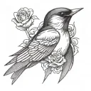 swallow pecking at a real heart that comes out of the chest of a man without flowers only the heart and the swallow tattoo design idea