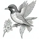 swallow pecking at a real heart that comes out of the chest of a man without flowers only the heart and the swallow tattoo design idea