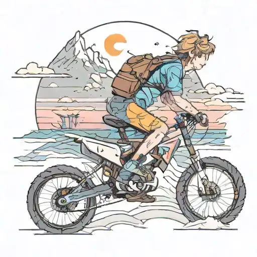 Boy, zodiac is Aquarius, love mountains, Anime, EDM music, riding bike, sunset at beach, loved by friends & family  tattoo design idea