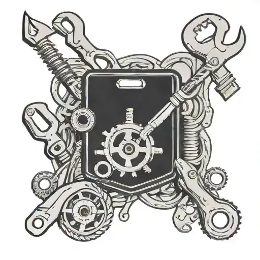 mechanic and auto electrician tools tattoo design idea