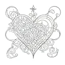 heart with initials  tattoo design idea