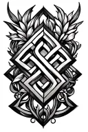 Endless knot surrounded by geometric floral stained glass tattoo tattoo design idea