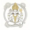 Kubera Shiva, Ganesha, Lakshmi, and Hanuman Surya, Saraswati, Vishnu, Dhanvantari and Krishna tattoo design idea