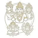 Kubera Shiva, Ganesha, Lakshmi, and Hanuman Surya, Saraswati, Vishnu, Dhanvantari and Krishna tattoo design idea