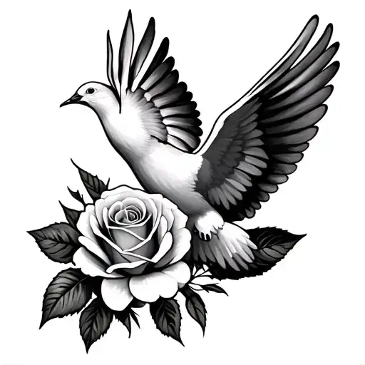 lilly flower dove flying rose tattoo tattoo design idea