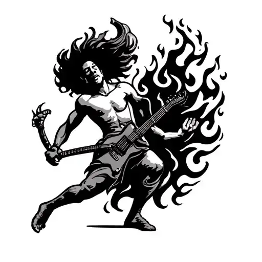 dave matthews band fire dancer logo thin line tattoo design idea