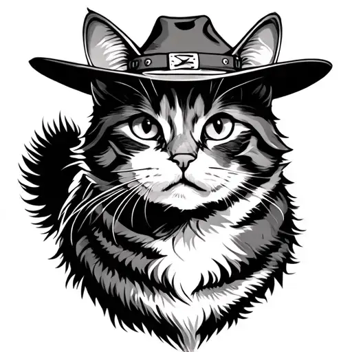 Cowboy Cat tattoo design idea