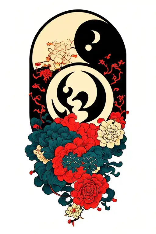 Wu tang clan symbol with moon tattoo design idea