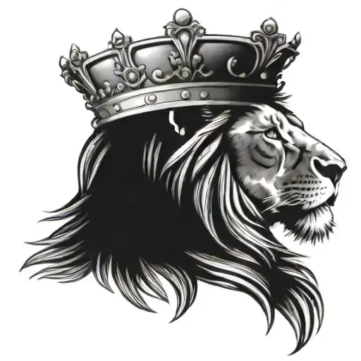 lion wearing a crown tattoo design idea