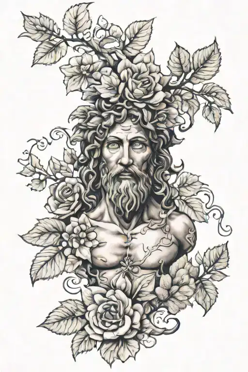 dionysus status tattoo design idea