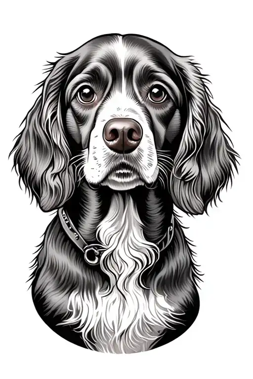 passed away coxker spaniel dog with saying tattoo design idea