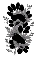 paws prints trailing with simple flowers intertwined tattoo design idea