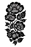 paws prints trailing with simple flowers intertwined tattoo design idea