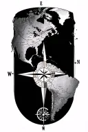 Nutical Compass pointing south america tattoo design idea
