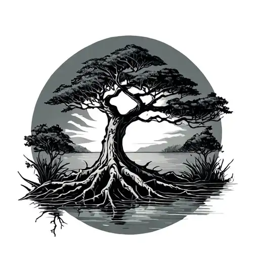 Mangrove tree roots tattoo design idea