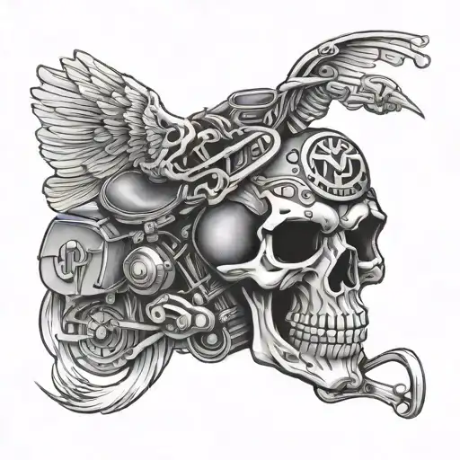 harley davidson chicano skull tattoo design idea
