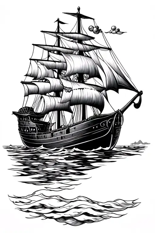 black pearl ship tattoo design idea