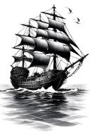 black pearl ship tattoo design idea