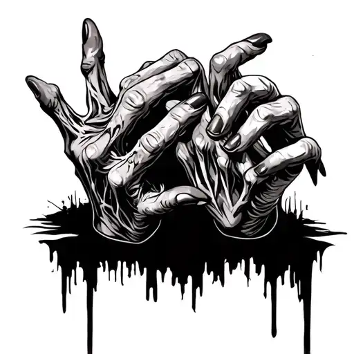 zombie hands coming tattoo design idea