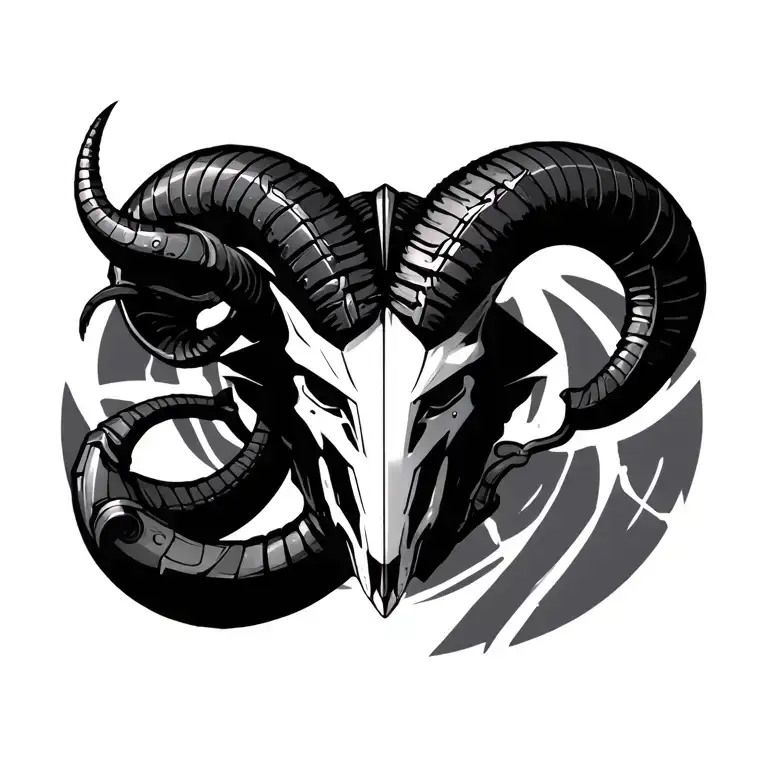 bio mechanical terminator Capricorn symbol tattoo design idea