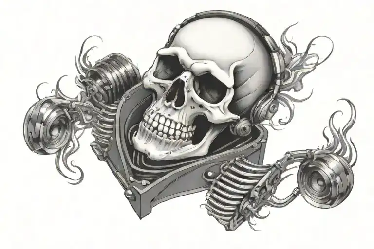 skull music dj chest tattoo tattoo design idea